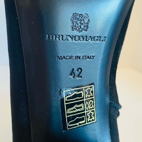 BRUNO MAGLI Vinny Suede Ankle Booties Made in ITALY Block Heel Black Size 12 NEW - Picture 13 of 16